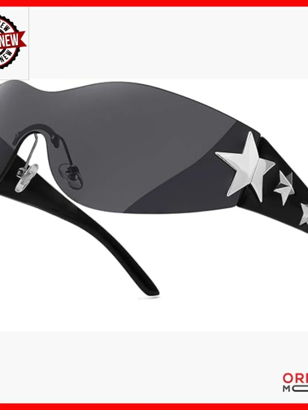 Rimless Y2K Sunglasses Wrap Around Shield Glasses UV400 Protection